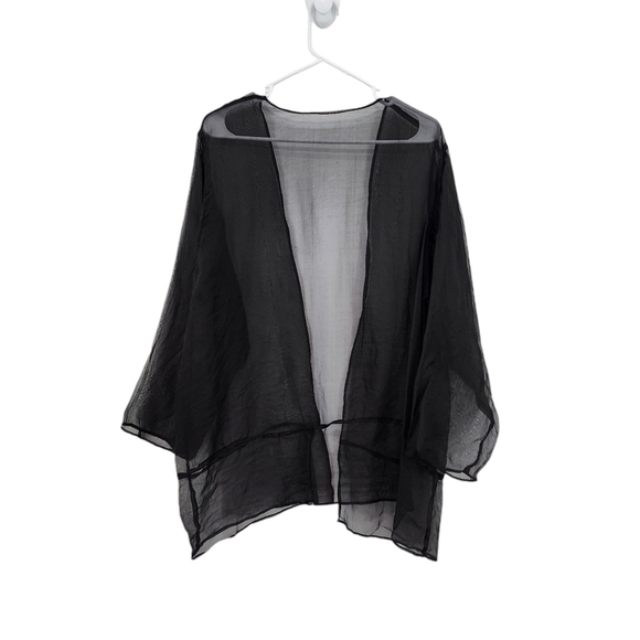 Whispers by Carole Dolighan Women's Long Sleeves Open Front Sheer Top Cardigan - Picture 4 of 6
